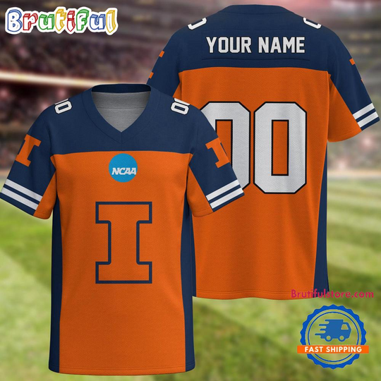 NCAA Illinois Fighting Illini Sport Team New Season Personalized Football Jersey