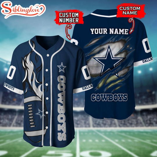 Custom Name And Number Dallas Cowboys football Baseball Jersey Shirt