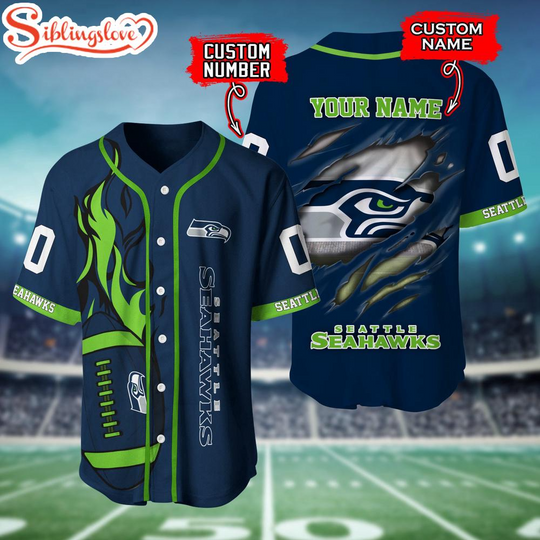 Custom Name And Number Seattle Seahawks football Baseball Jersey Shirt