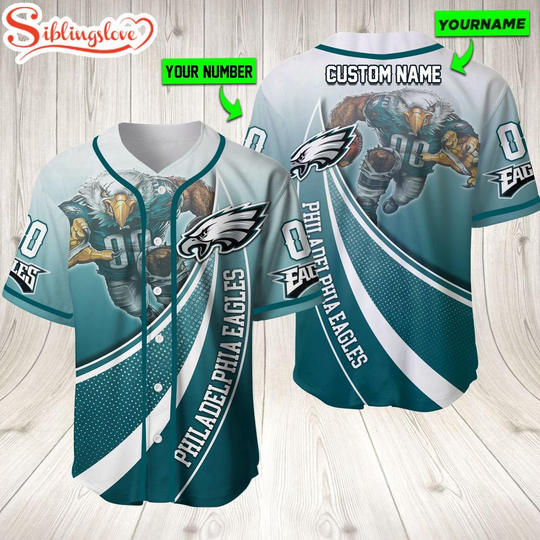 Discover Personalized Name And Number Philadelphia Eagles football Mascot Sport Team Baseball Jersey For Fans