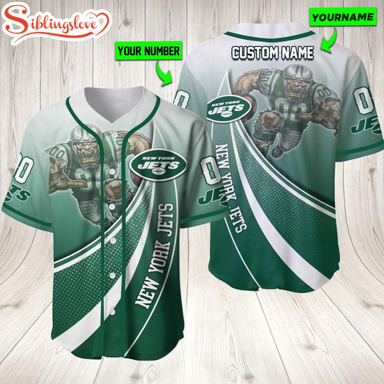 Discover Personalized Name And Number New York Jets football Mascot Sport Team Baseball Jersey For Fans