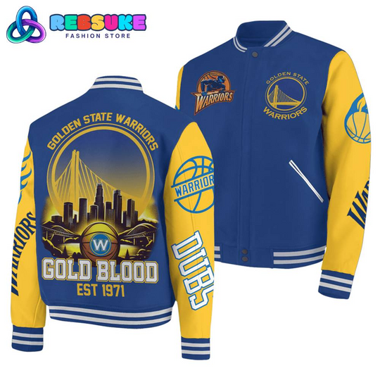 Golden State Warriors Gold Blood Baseball Jacket