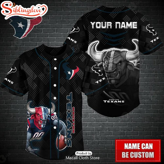 Discover Custom Name football Houston Texans Mascot Baseball Jersey