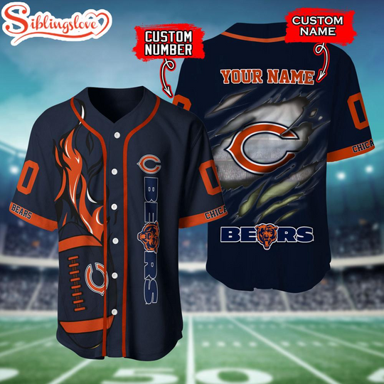 Custom Name And Number Chicago Bears football Baseball Jersey Shirt