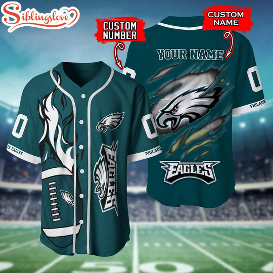 Custom Name And Number Philadelphia Eagles football Baseball Jersey Shirt