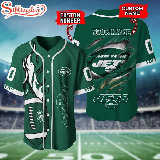 Discover Custom Name And Number New York Jets football Baseball Jersey Shirt