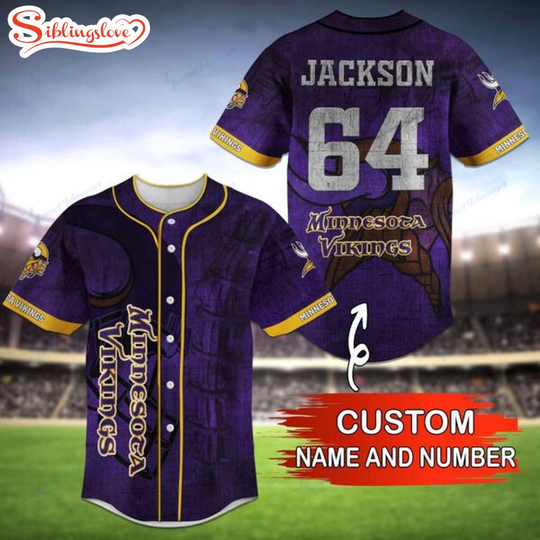 Custom Name And Number football Team Minnesota Vikings Baseball Jersey Shirt