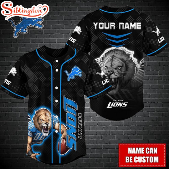 Custom Name football Detroit Lions Mascot Baseball Jersey