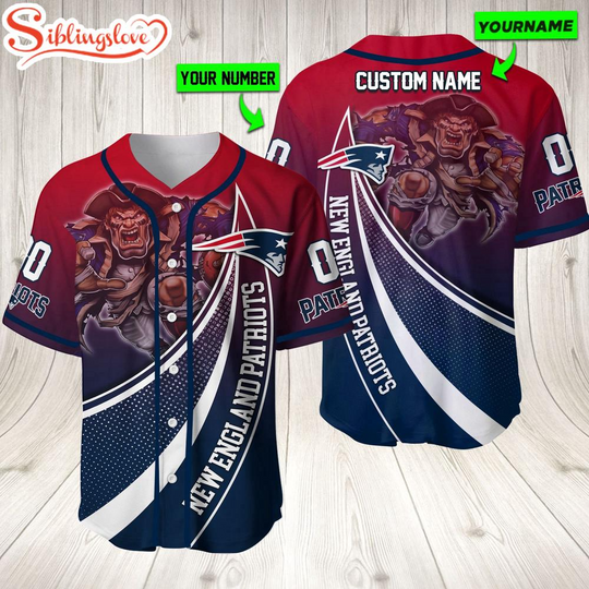 Personalized Name And Number New England Patriots football Mascot Sport Team Baseball Jersey For Fans