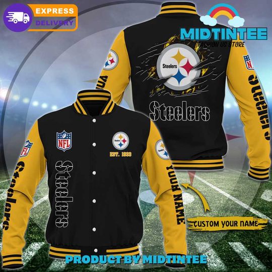 Pittsburgh Steeler football Custom Name Baseball Jacket