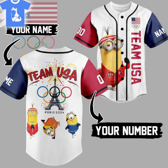 Team Usa Minions Olympic Paris 2024 Custom Baseball Jersey