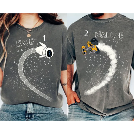 Discover Disney Pixar Wall-E and Eve Half Heart Couple T-Shirt
