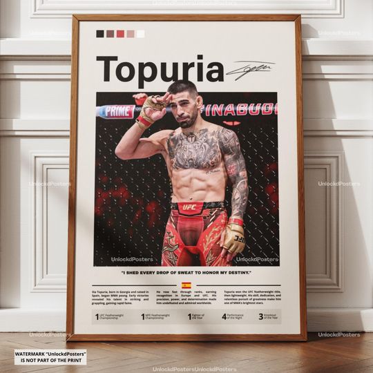 Discover Ilia Topuria UFC Poster, MMA Wall Art Print, Champion Fighter Decor, Perfect Gift for UFC Fans, UnFramed Fighter Art, Ilia Topuria Print, Png