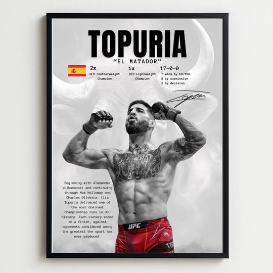 Discover Ilia Topuria poster Rolled Posters | Spain MMA legend, BJJ fight room decor