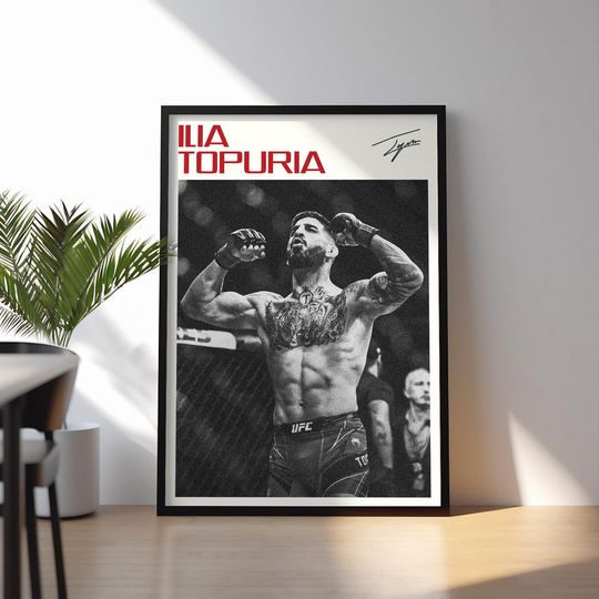 Discover Ilia Topuria Poster, Topuria UFC Wall Art, UnFramed MMA Print, Sports Artwork, UFC Champion Decor, El Matador Poster