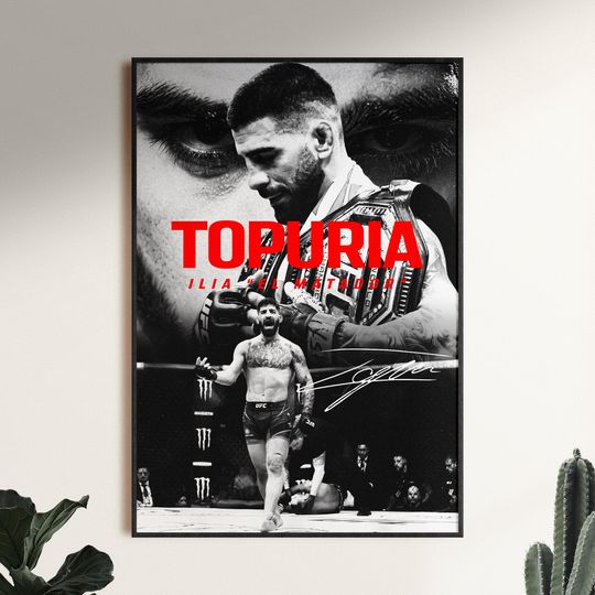 Ilia Topuria Poster, UFC Wall Print, MMA Digital Download, Fighter Poster, Gym Poster, UFC Fan Room Decor, Gift for Him, ufc Champion Poster