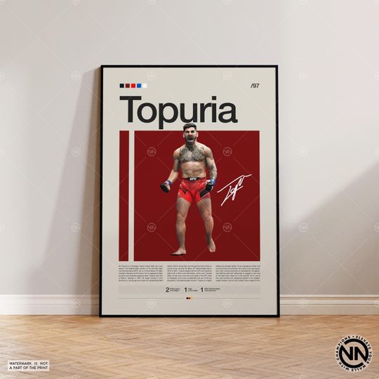 Discover Ilia Topuria Poster, UFC Poster, MMA Poster, Boxing Poster, Sports Poster, Mid-Century Modern, Motivational Poster, Sports Bedroom Posters