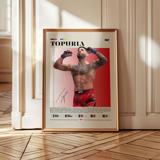 Discover Ilia Topuria UFC Wall Art Poster MMA Champion Print Featherweight Fighter Decor Martial Arts Gift