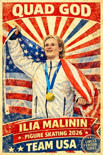 Discover Quad God Ilia Malinin Figure Skating USA Gold Milano Cortana Wall Art Print