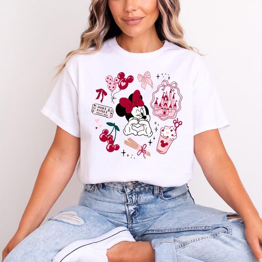 Discover Minnie Mouse Cherry Girlie Hugs and Kisses T-shirt