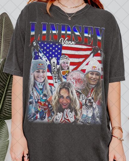 Retro 90s Lindsey Vonn 2026 Winter Olympics Downhill USA Ski Retro Unisex Shirt for Men and Women