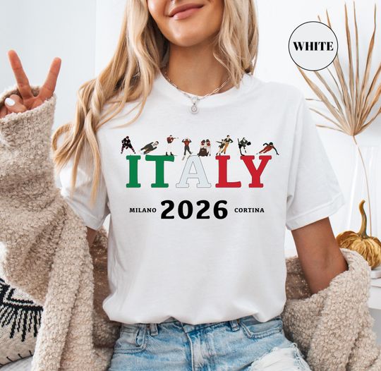 Discover Italy Winter Sports Shirt Skiing 2026 Sweatshirt Milano Cortina Games Snowboarding Skating T-Shirt Sliding Curling Italian Team Tee