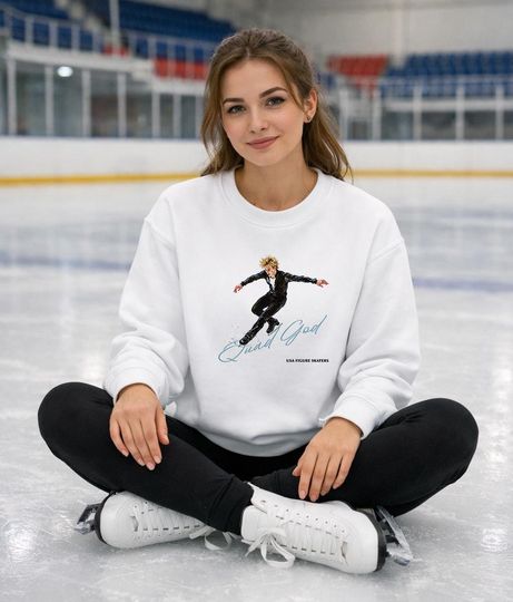 Ilia Malinin Quad God Sweatshirt | USA Figure Skating Crewneck | Ice Skater Gift | Winter Sports Pullover | Champion Athletic Sweater