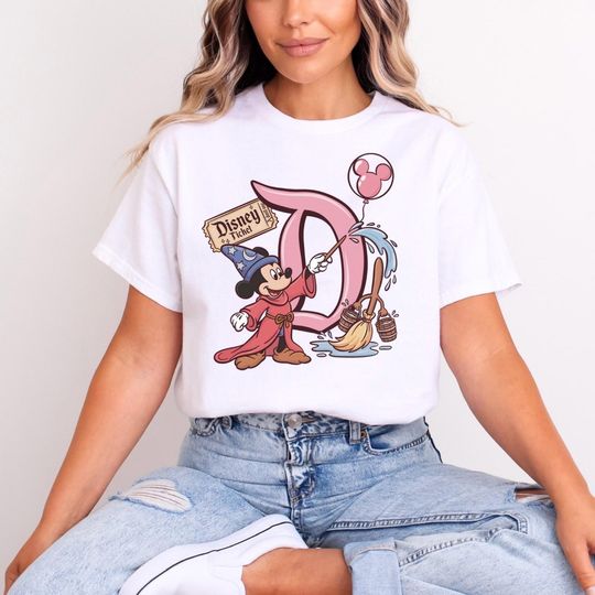 Discover Sorcerer Mickey Letter D T-shirt