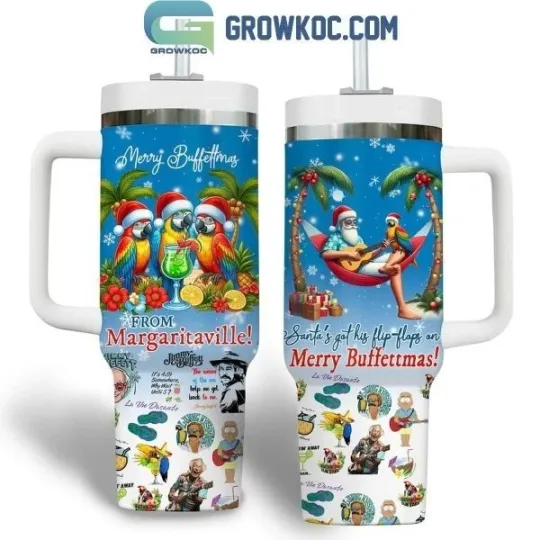 Jimmy Buffett Merry Buffettmas From Margaritaville Christmas 40oz Tumbler