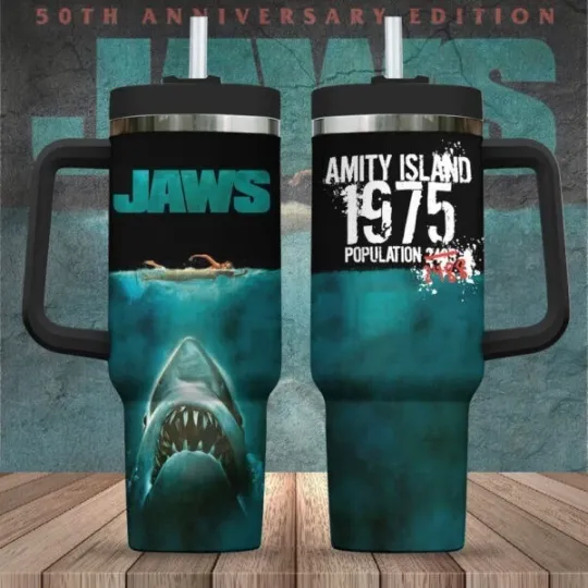 Discover Jaws 40oz Tumbler 50 Years Anniversary