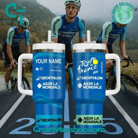 Discover Équipe Decathlon – AG2R La Mondiale Tour de France 2025 Tumbler 40oz with Handle