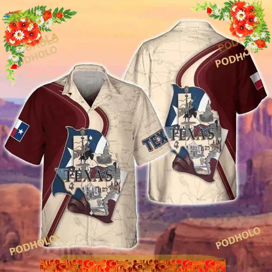 Discover Texas 3D All-Over Printed Hawaiian Shirt