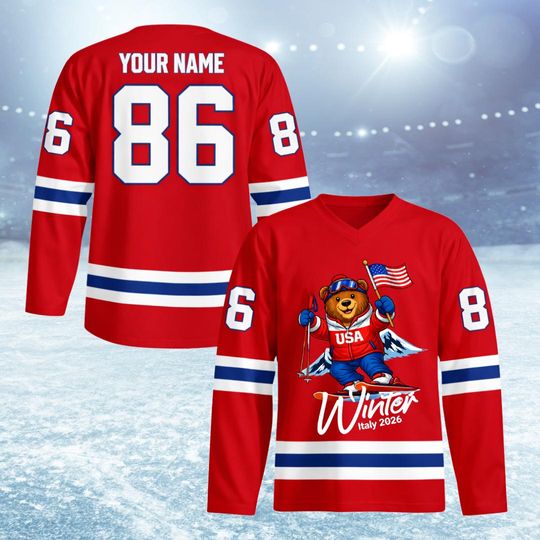 Discover USA Winter 2026 Hockey Jersey, USA Skiing Polar Bear Jersey, 2026 Winter Sports, Italy Winter Sports  Jersey, Italy Games Shirt