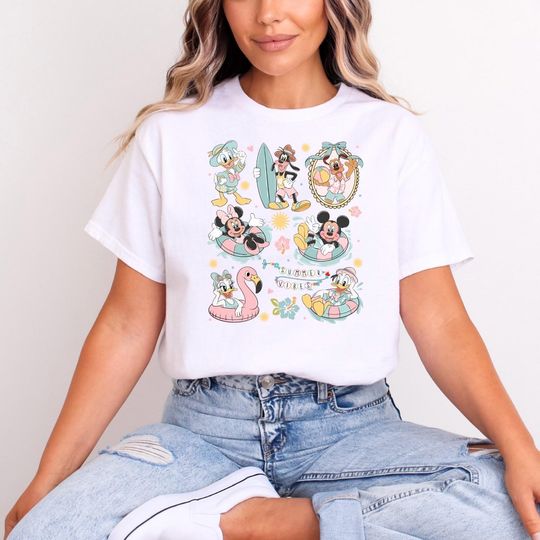 Discover Disney Characters Summer Vibes T-Shirt for Adults & Kids
