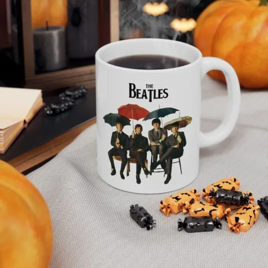 Discover The Beatles with Umbrellas Coffee Mug | The Beatles Fan Gift