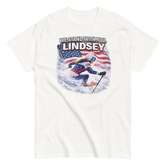 Discover Patriotic Skiing Graphic Tee | We Stand With You Lindsey