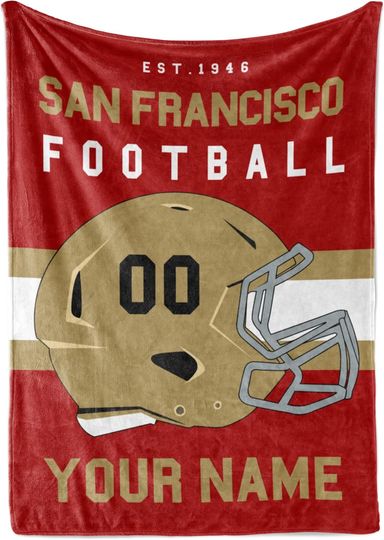 Personalized San Francisco 49ers Blanket for Football Fan, Ideal for Youth Football Players & Adults
