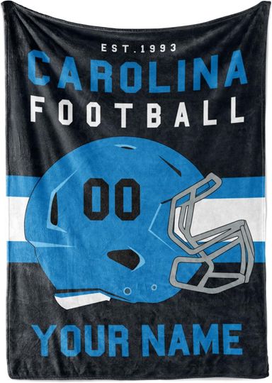 Discover Personalized Throw Blanket for Football Fans - Ships Next Day - Made in USA - Custom Fleece Name Blanket - Ideal for Youth Football Players & Adults
