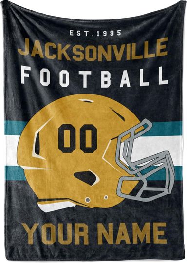 Personalized Jacksonville Jaguars Blanket for Football Fan, Ideal for Youth Football Players & Adults