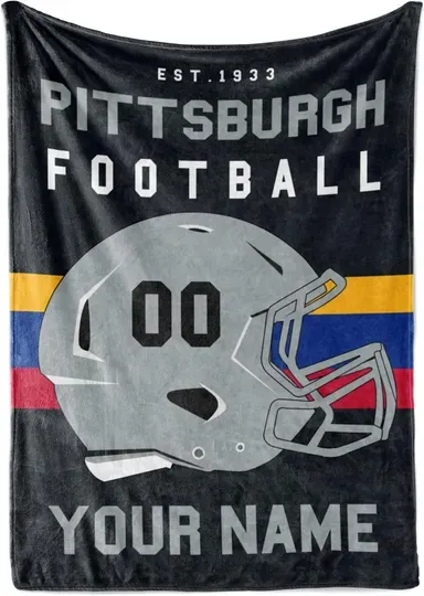 Discover PePersonalized Pittsburgh Steeler Blanket for Football Fan, Ideal for Youth Football Players & Adults