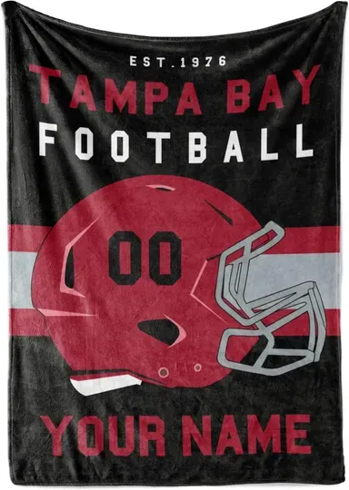 Personalized Tampa Bay Buccaneers Blanket for Football Fan, Ideal for Youth Football Players & Adults