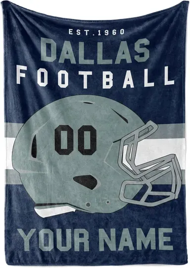 Personalized Dallas Cowboys Blanket for Football Fan, Ideal for Youth Football Players & Adults