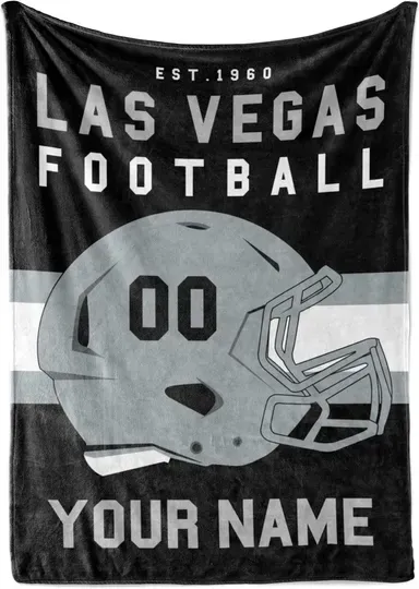Personalized Las Vegas Raiders Blanket for Football Fan, Ideal for Youth Football Players & Adults