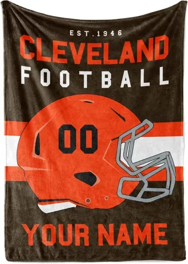 Personalized Cleveland Browns Blanket for Football Fan, Ideal for Youth Football Players & Adults