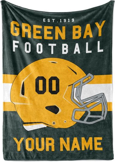 Personalized Green Bay Packers Blanket for Football Fan, Ideal for Youth Football Players & Adults