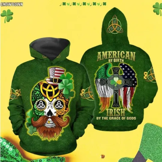 Discover Irish American Skull St Patrick Day 3D Hoodie