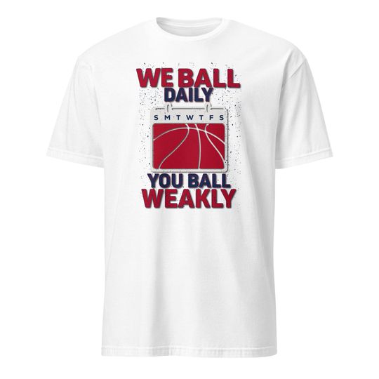 Discover We Ball Basketball Shirt | Red & Navy Hoops Tee | March Basketball Graphic