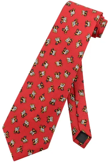 Discover Bees Men's Neck Tie with Honey Bees and Red Background