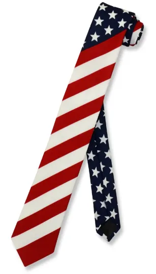 American Flag Men's Skinny Neck Tie " Narrow Thin Ties Accessories