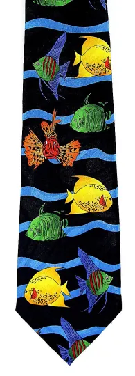 Fish Waves Men's Neck Tie for Casual Office Wear